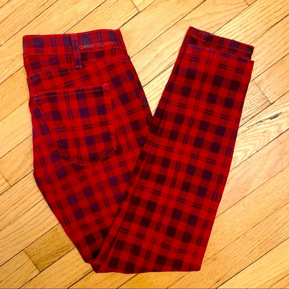 Current/Elliott stiletto plaid jean